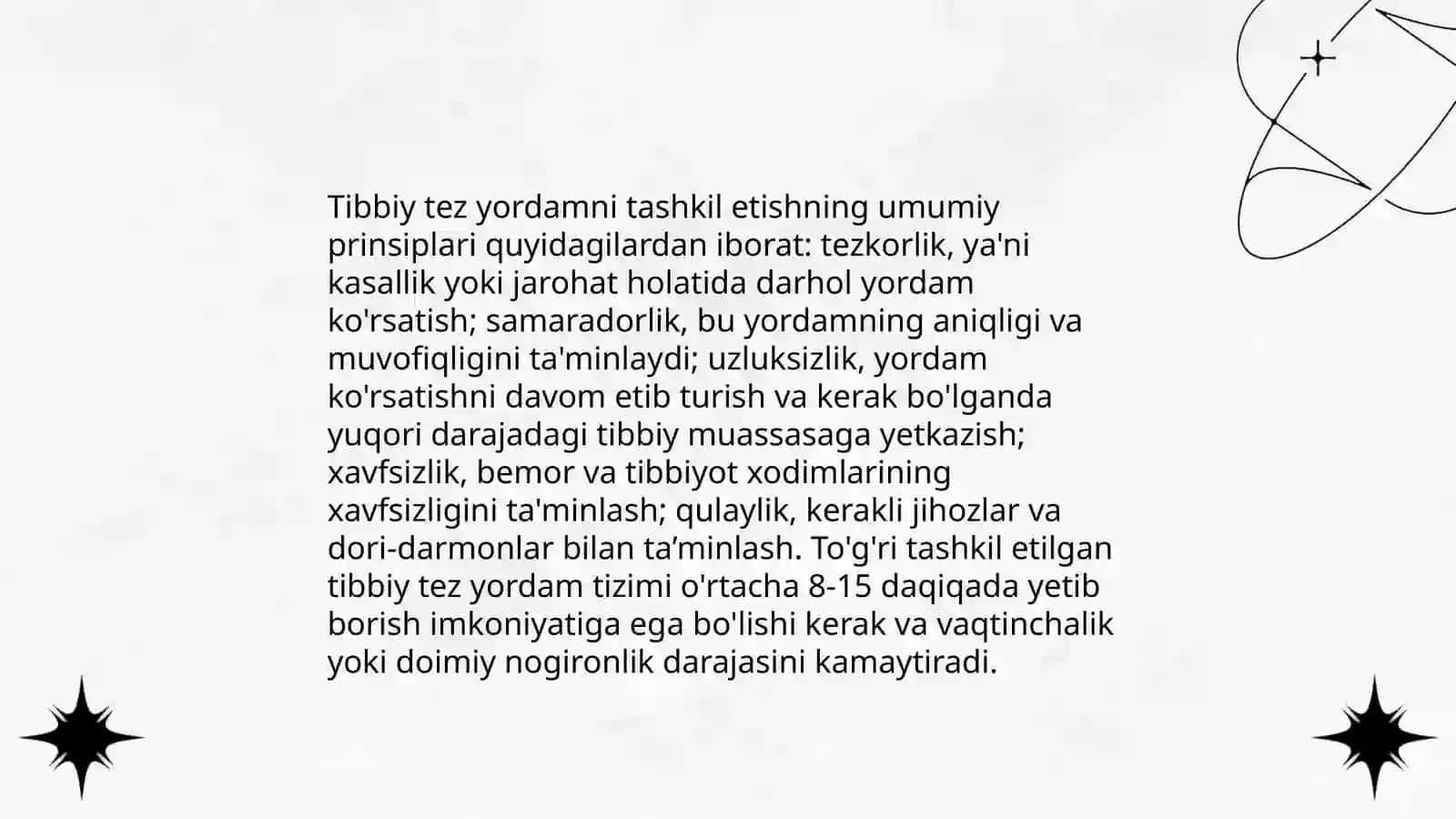Tibbiy tez yordam va uning strukturasi haqida tushuncha 4