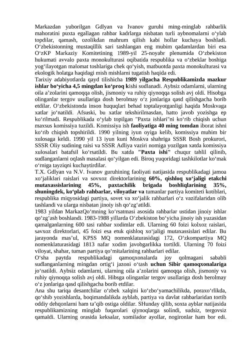Mustaqillikka erishish arafasida O‘zbekistondagi ijtimoiy-siyosiy jarayonlar 4