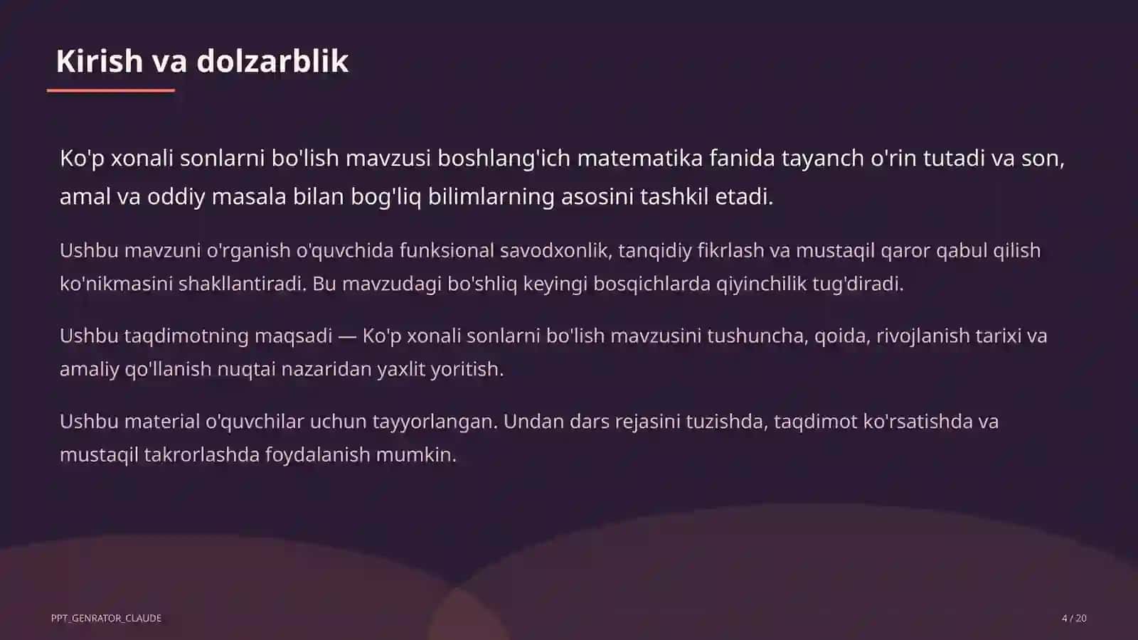 Ko'p xonali sonlarni bo'lish (4-sinf) 4
