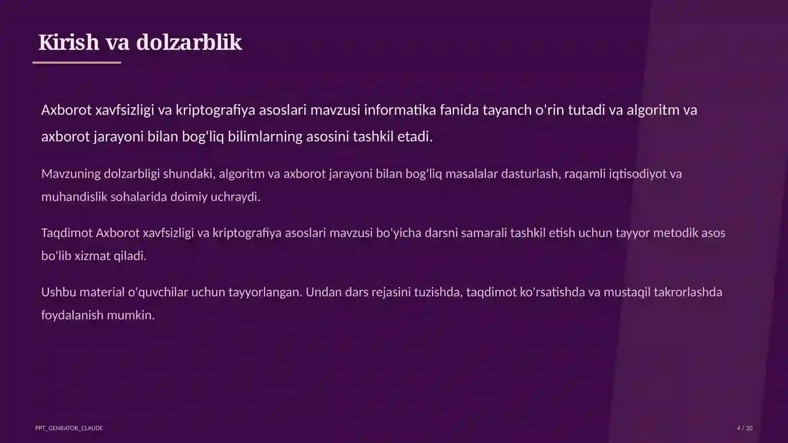 Axborot xavfsizligi va kriptografiya asoslari (10-sinf) 4