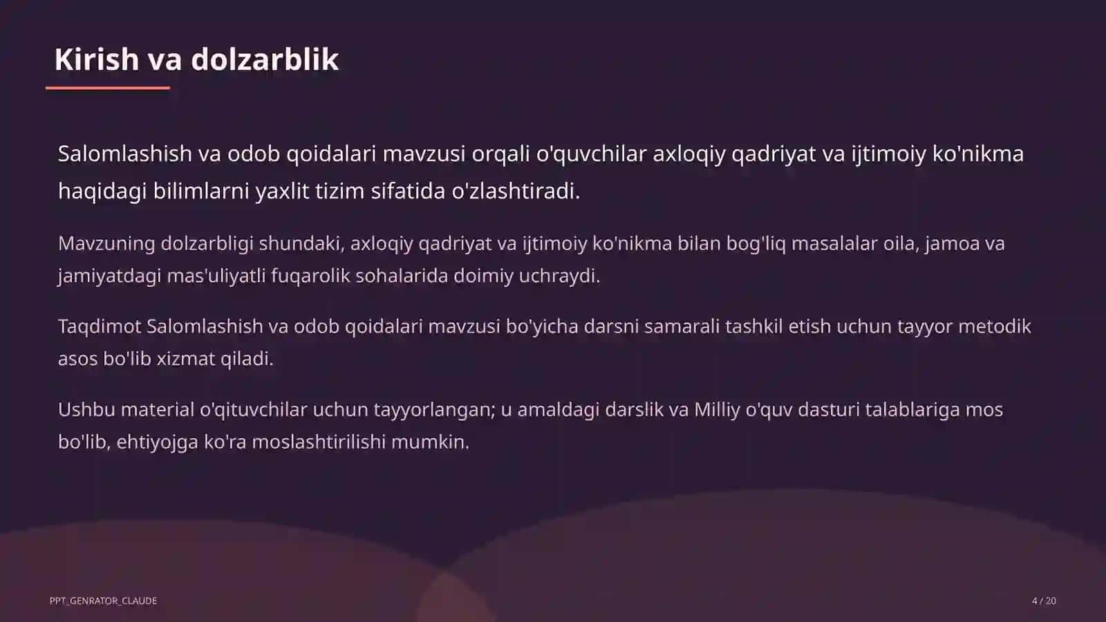 Salomlashish va odob qoidalari (1-sinf) 4