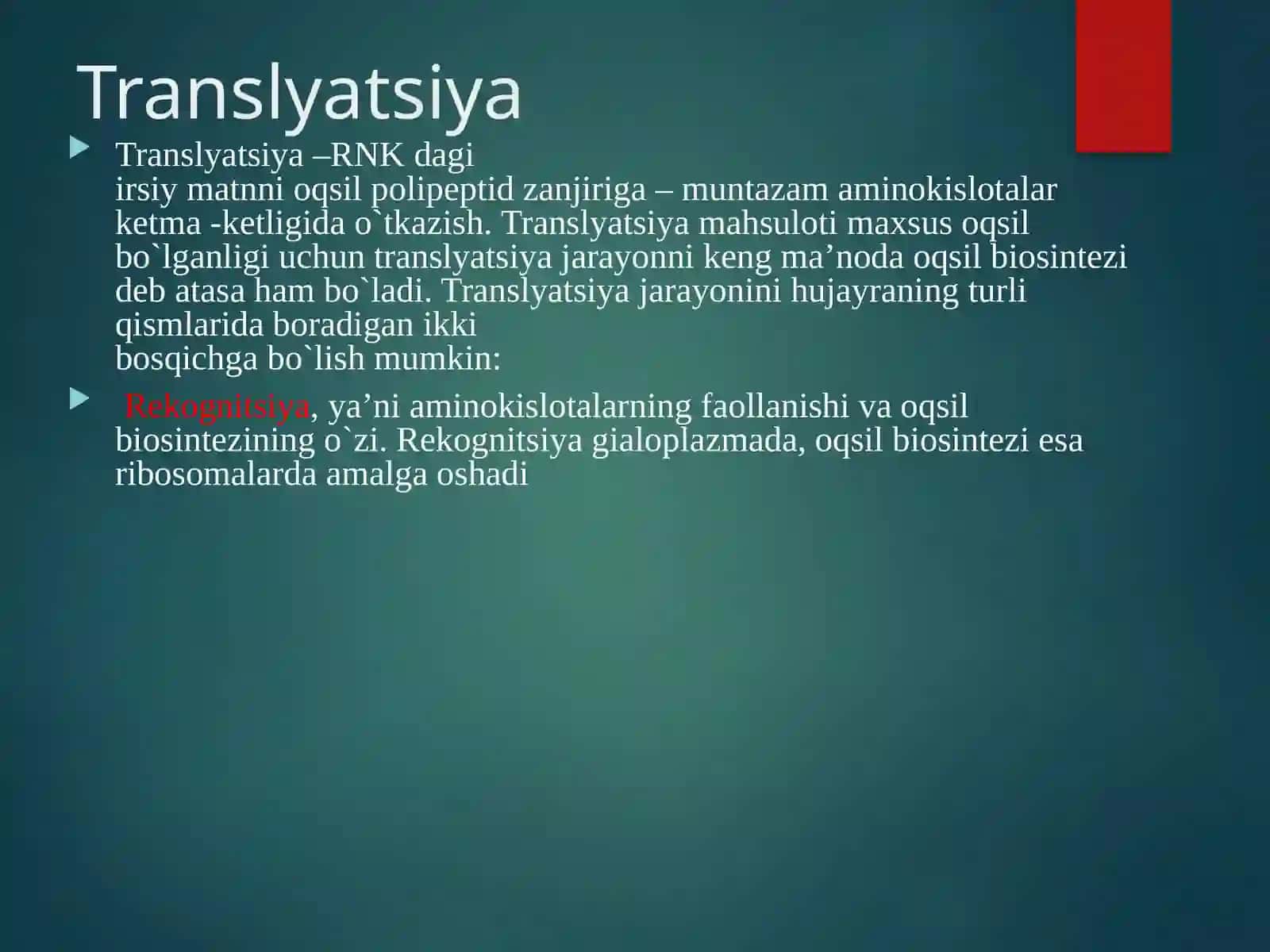 Translyasiya bosqichlari 4