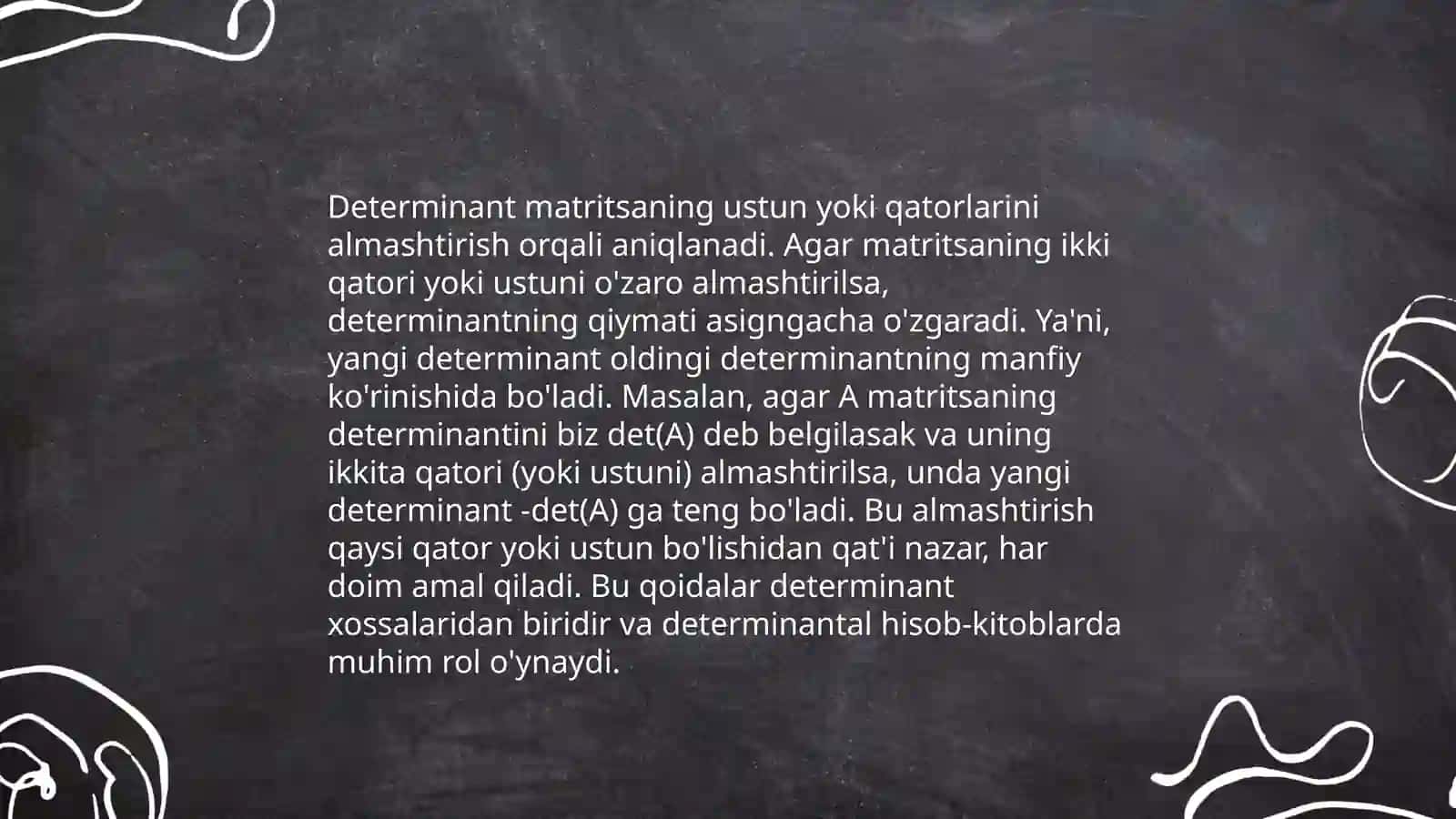 Determinantlarning qoshimcha xossalari 4