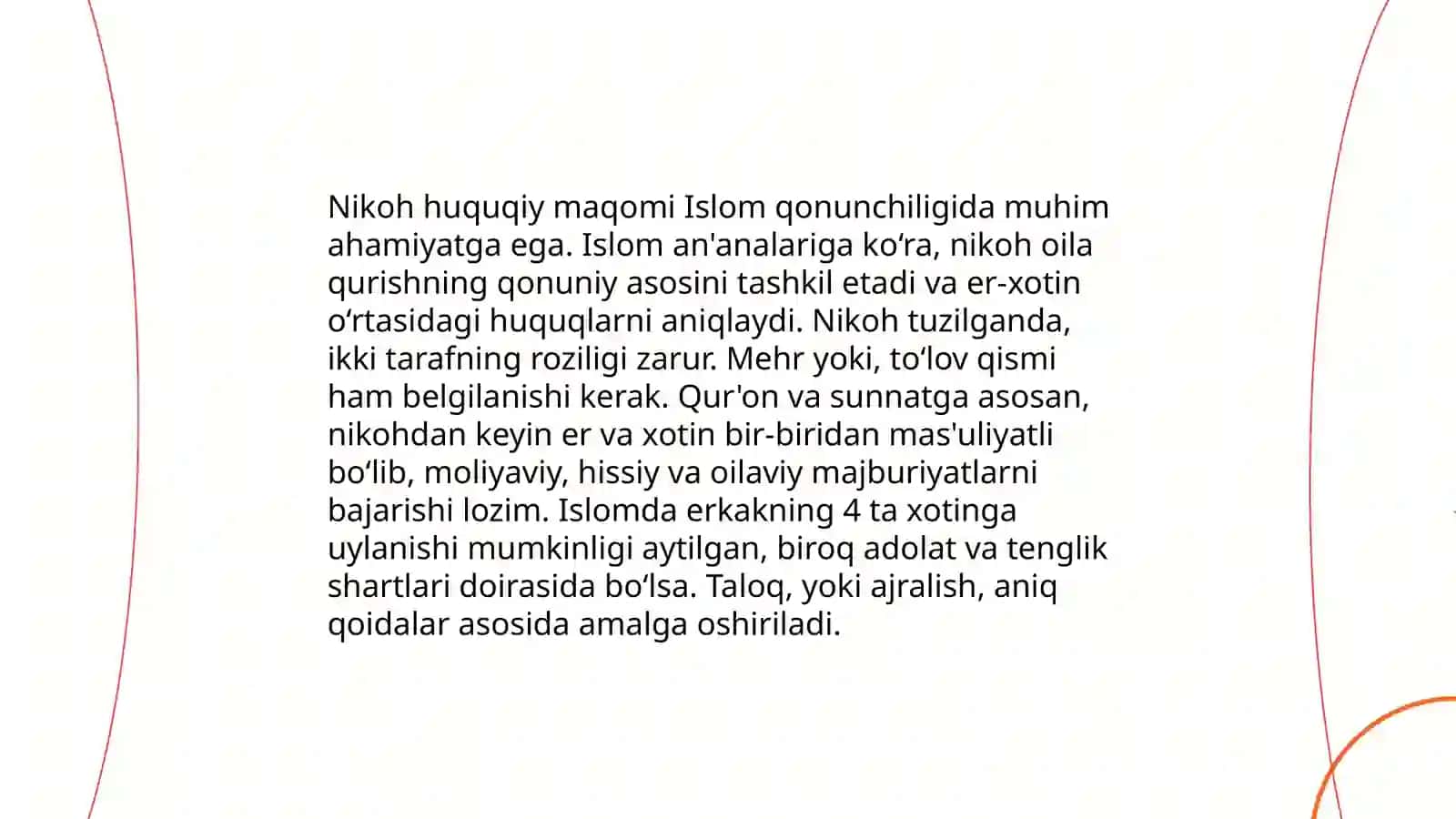 Islom huquqshunosligida oila, nikoh, taloq, idda,zihor tushunchalarini ta'riflash 4