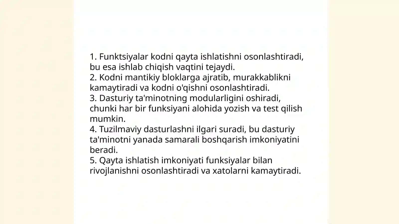 Funksiyalar yaratish va ulardan foydalanish 4