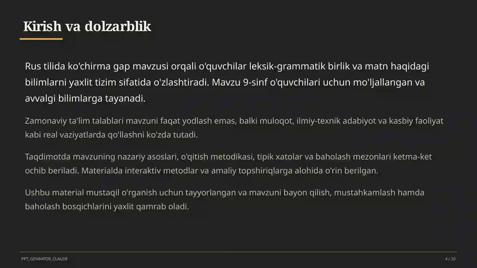 Rus tilida ko'chirma gap (9-sinf) 4