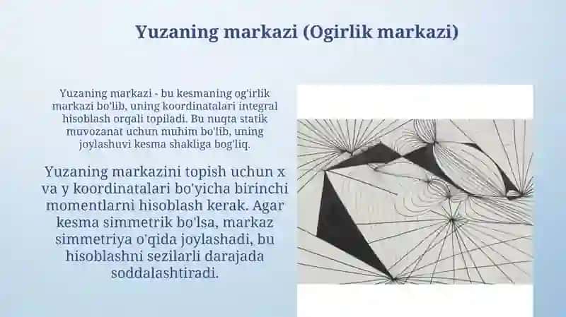 Tekis kesim yuzalarining geometrik xarakteristkalari 4