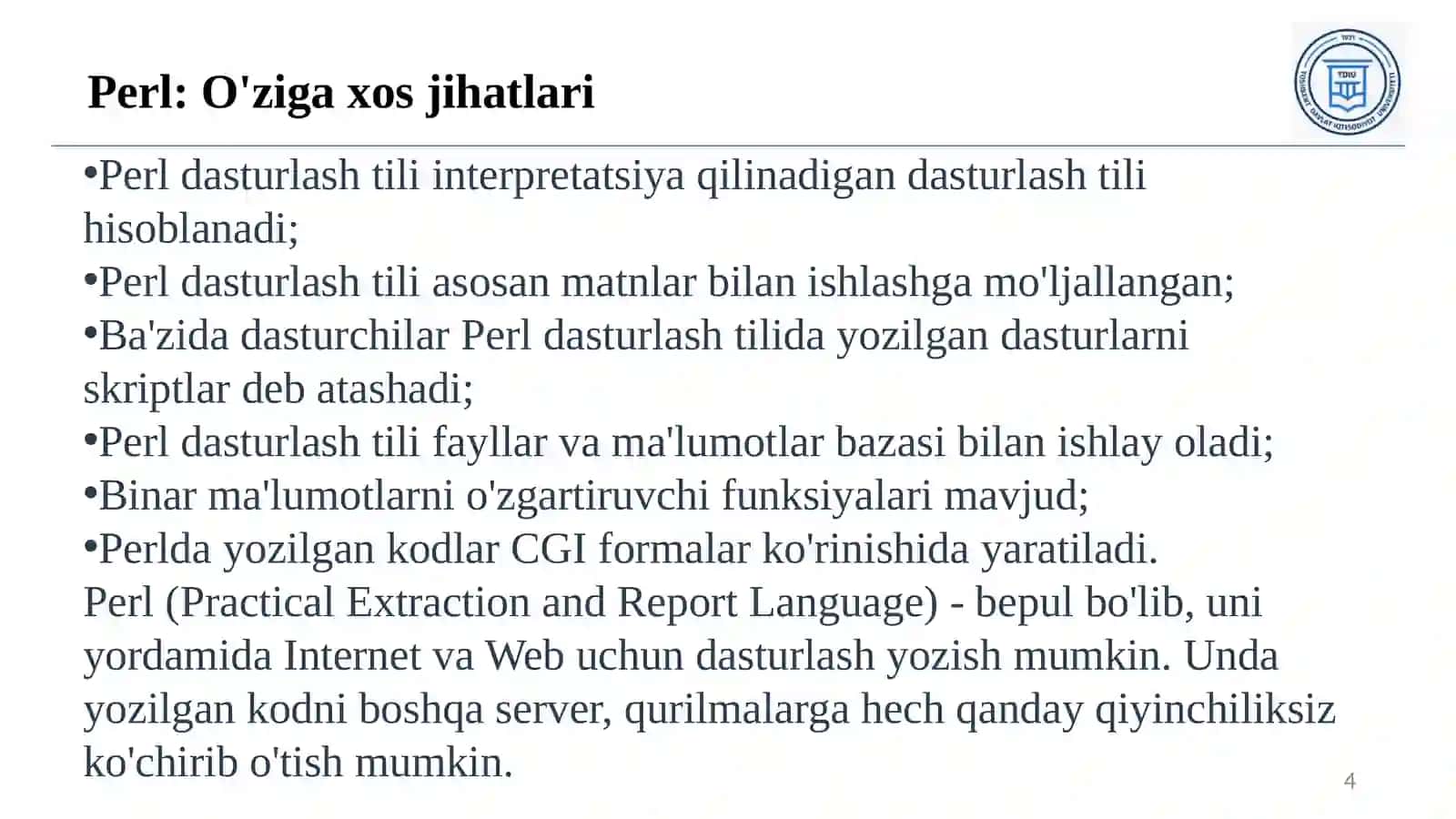 Perl dasturlash tili 4
