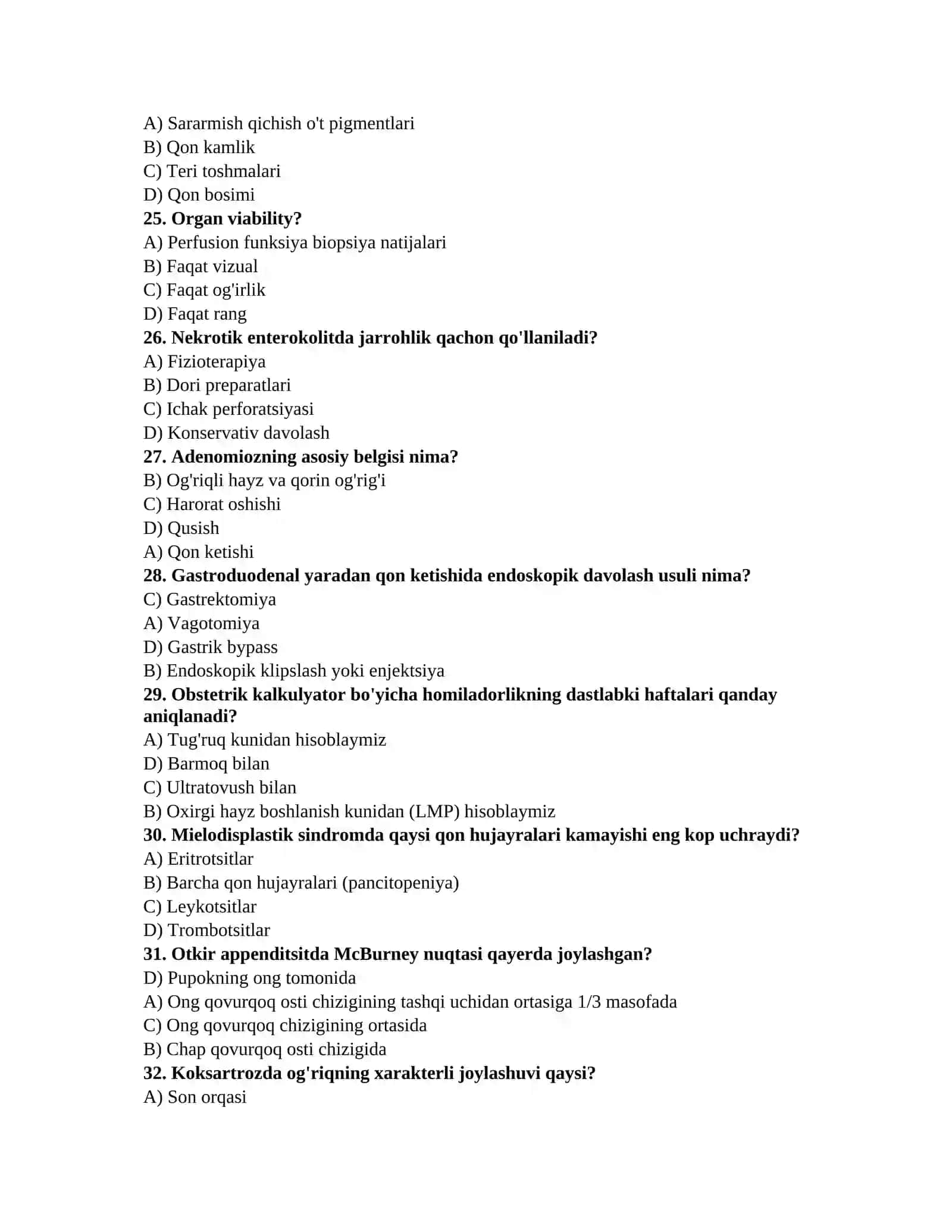 Tibbiy testlar 4