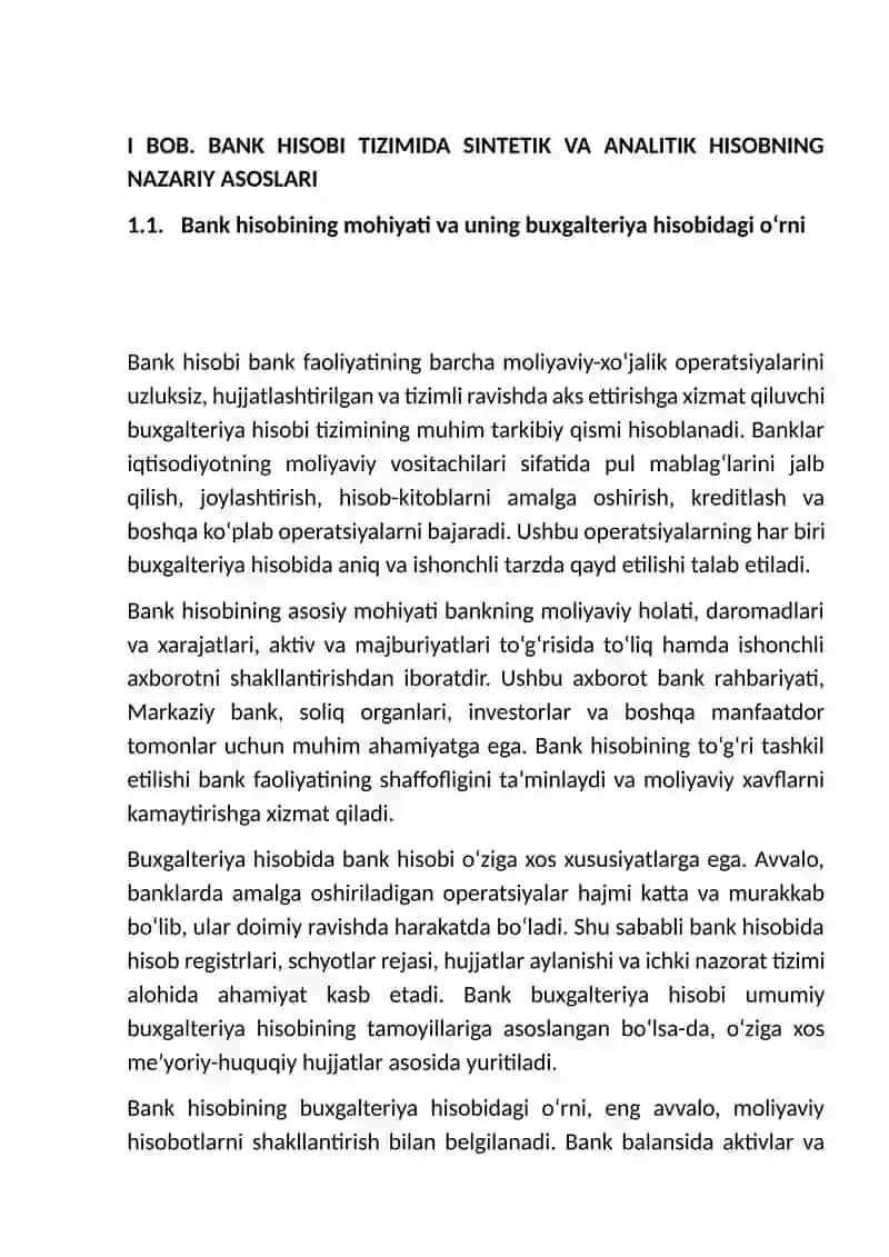Banklarda sintetik va analitik hisobning tashkil etilish 4