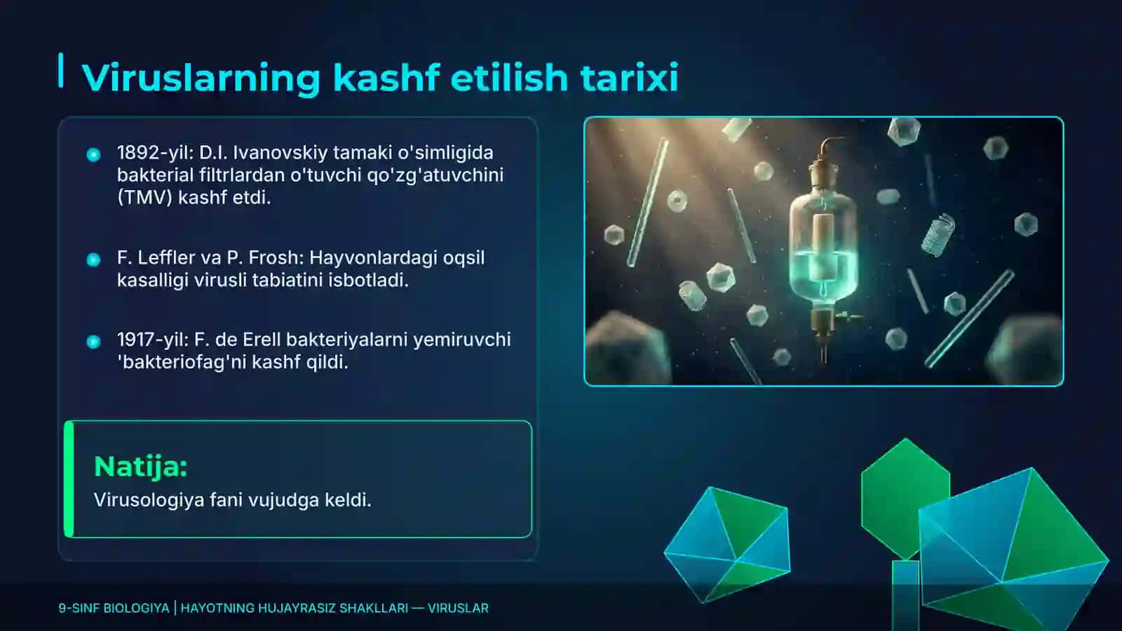 9-SINF BIOLOGIYA | HAYOTNING HUJAYRASIZ SHAKLLARI — VIRUSLAR 4