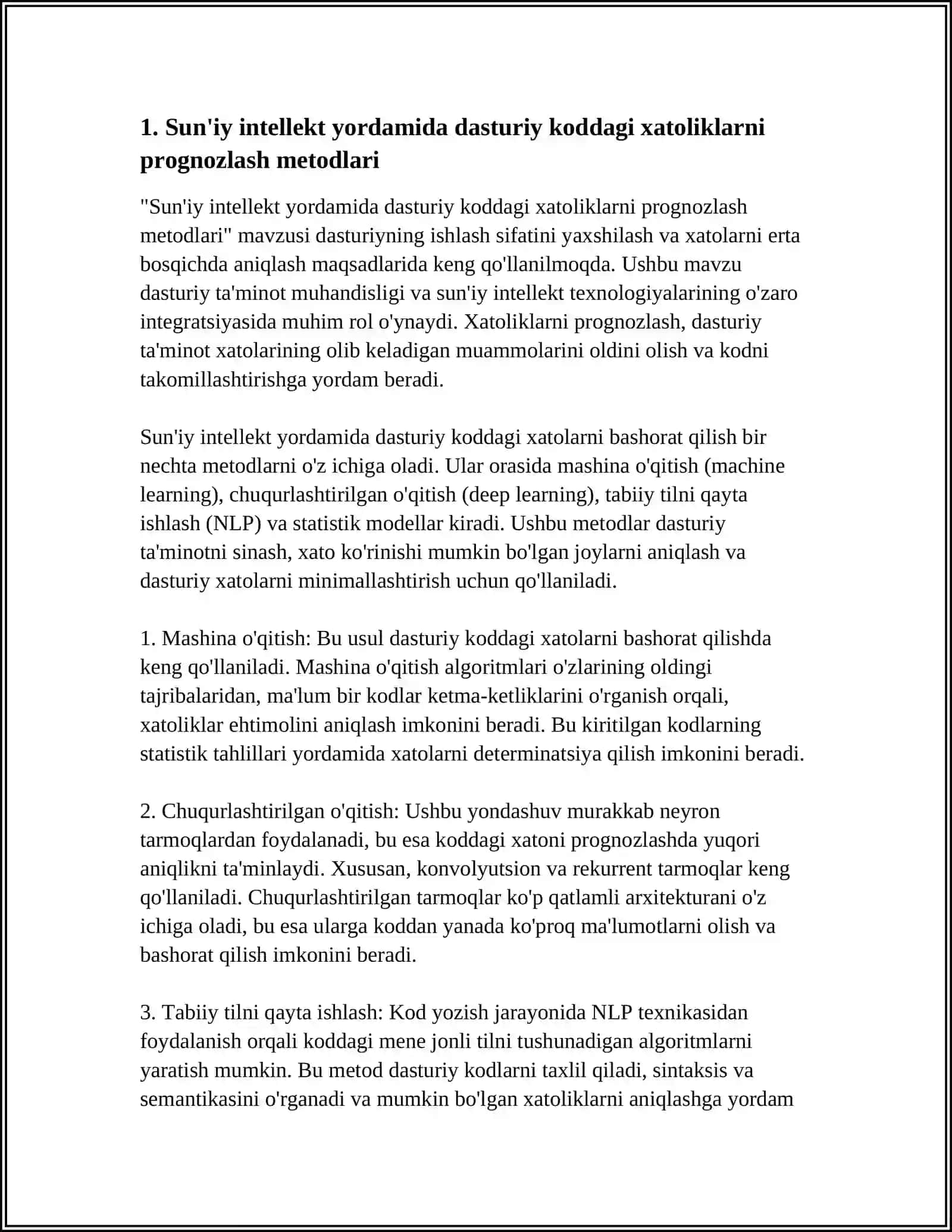 SUNIY INTELEKT YORDAMIDA XATOLIKLARNI PROGNOZLASH VA KODLASHNI MOSLASHTIRISH 4