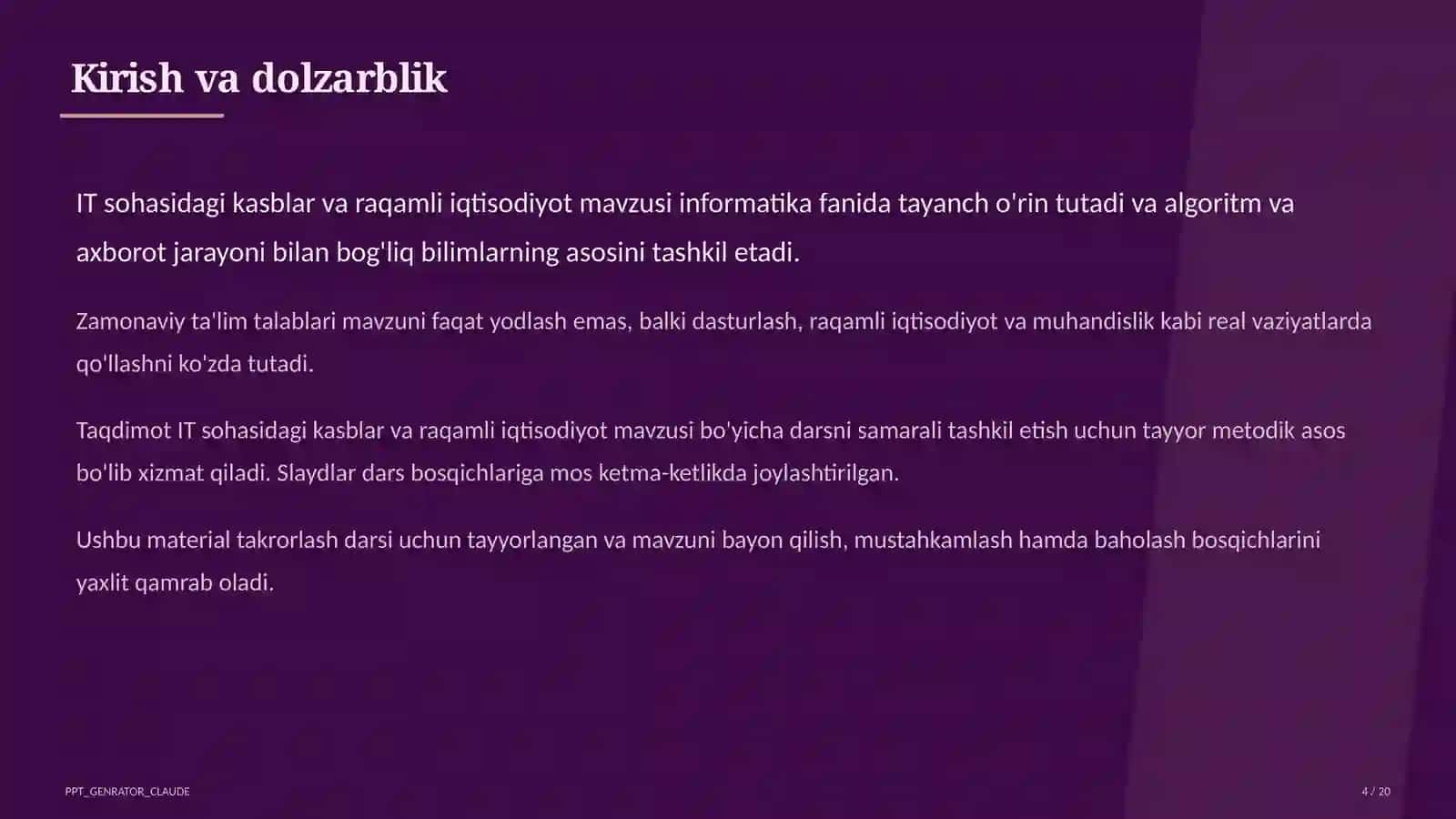 IT sohasidagi kasblar va raqamli iqtisodiyot (11-sinf) 4