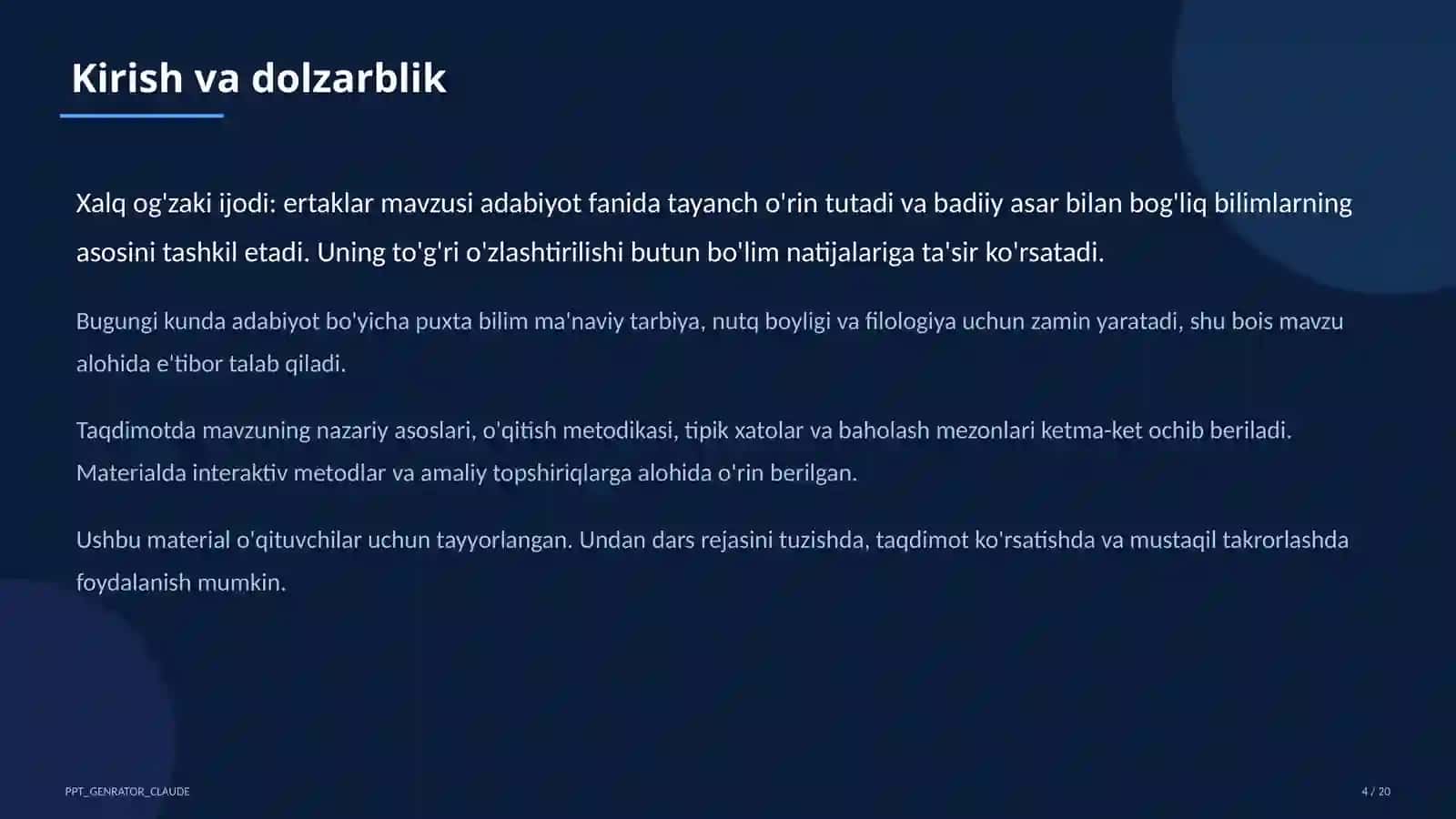 Xalq og'zaki ijodi: ertaklar (5-sinf) 4