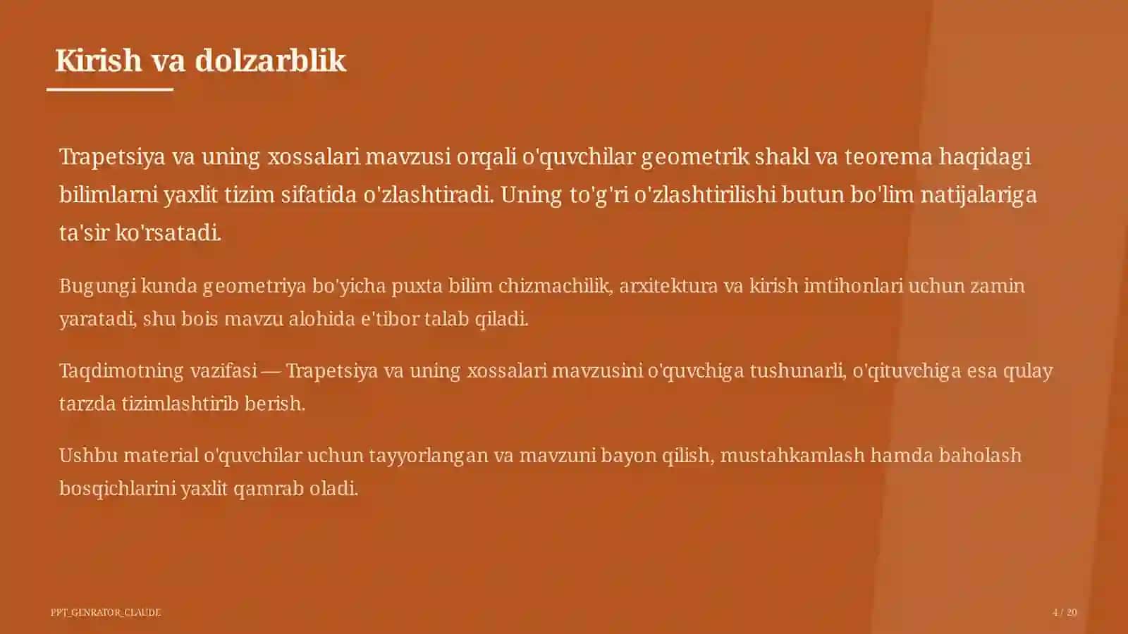 Trapetsiya va uning xossalari (8-sinf) 4