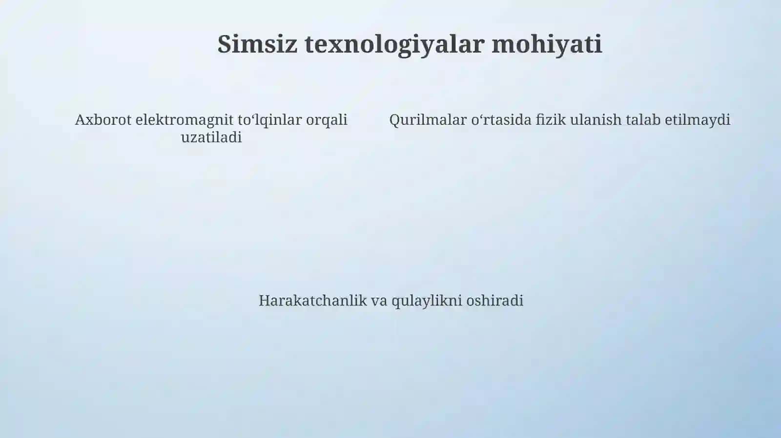 Simsiz texnologiyalar.Simsiz texnologiyalar gayondashuvlar 4