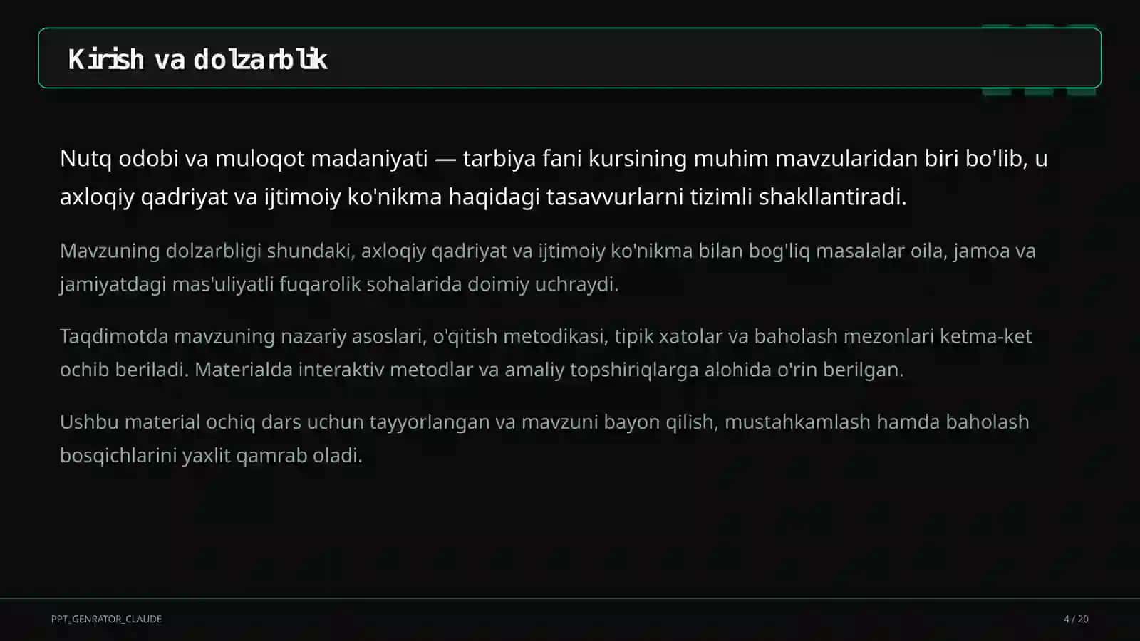 Nutq odobi va muloqot madaniyati (8-sinf) 4