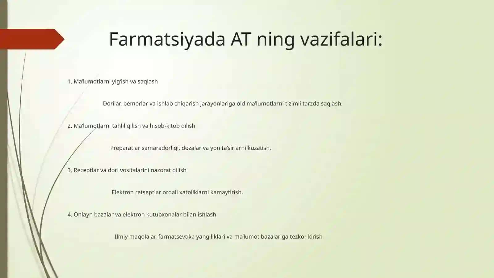 Farmatsiyada axborot va kompyuter texnologiyalarining maqsad va vazifalari 4