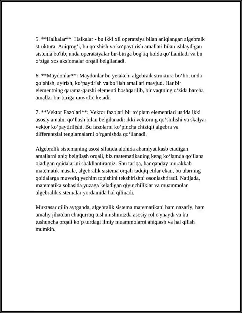 Algebralik Sistema 4