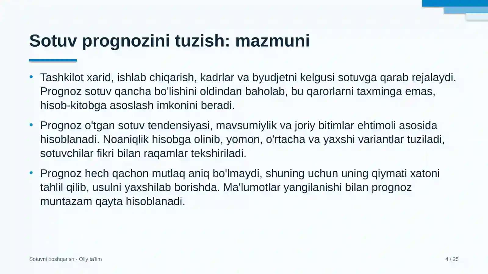 Bolalar o'yin markazlarida sotuv prognozini tuzish 4