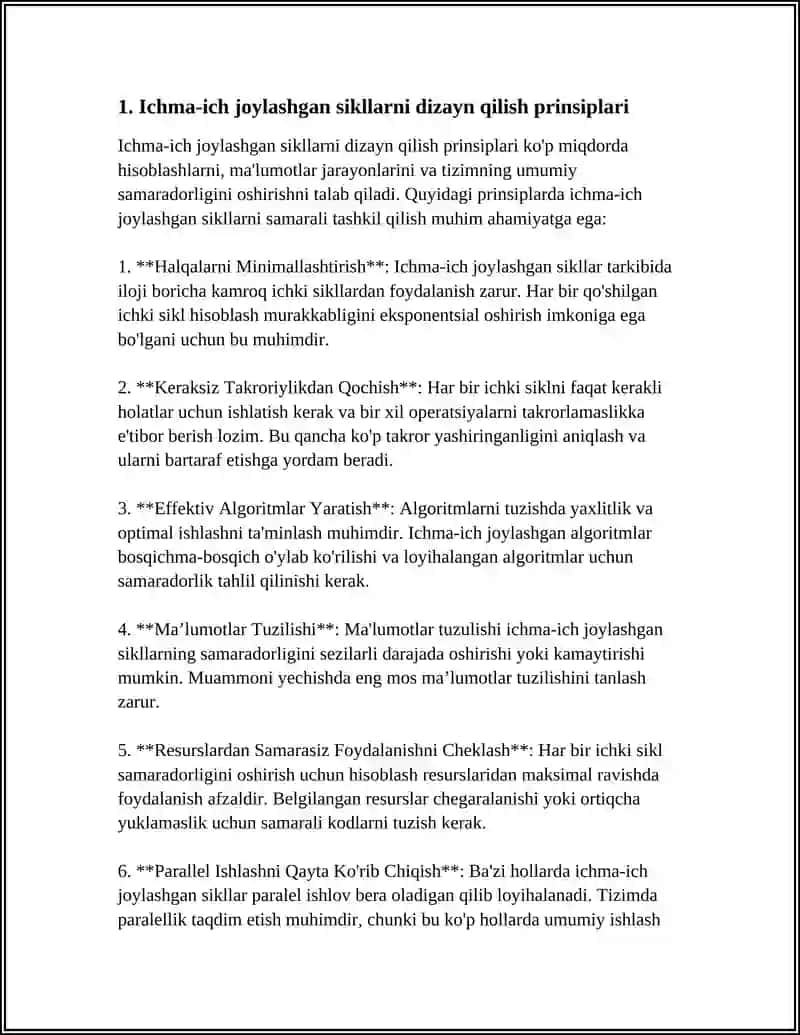 Ichma-ich joylashgan sikllarni dizayn qilish prinsiplari 4