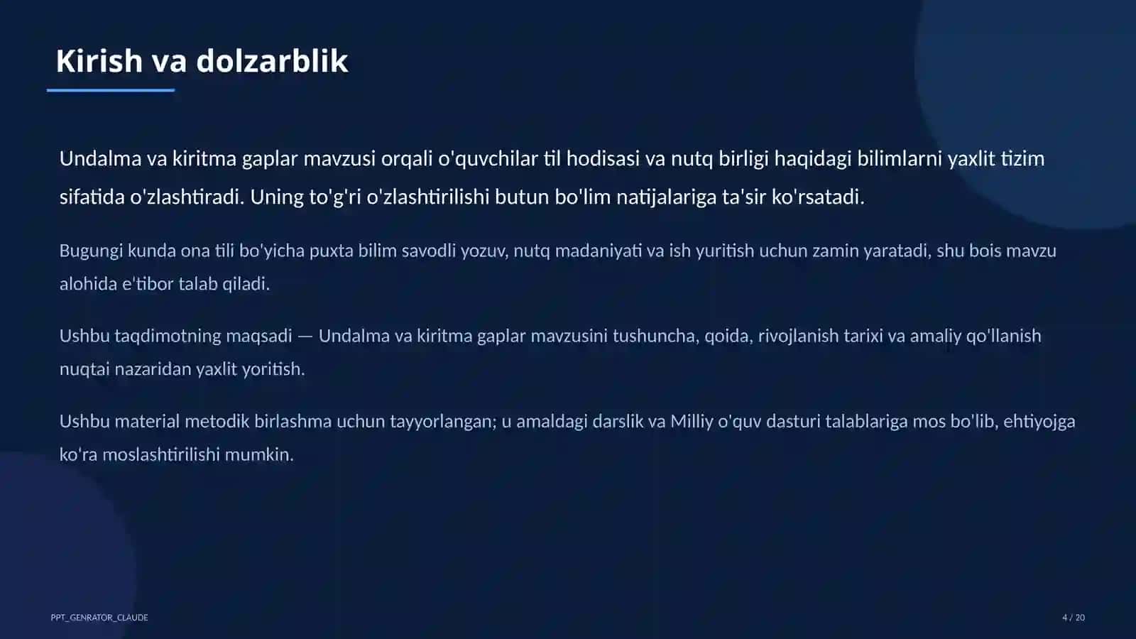 Undalma va kiritma gaplar (8-sinf) 4