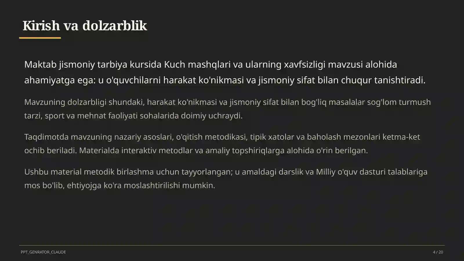 Jismoniy tarbiya (1– 11) — metodik birlashma uchun 4