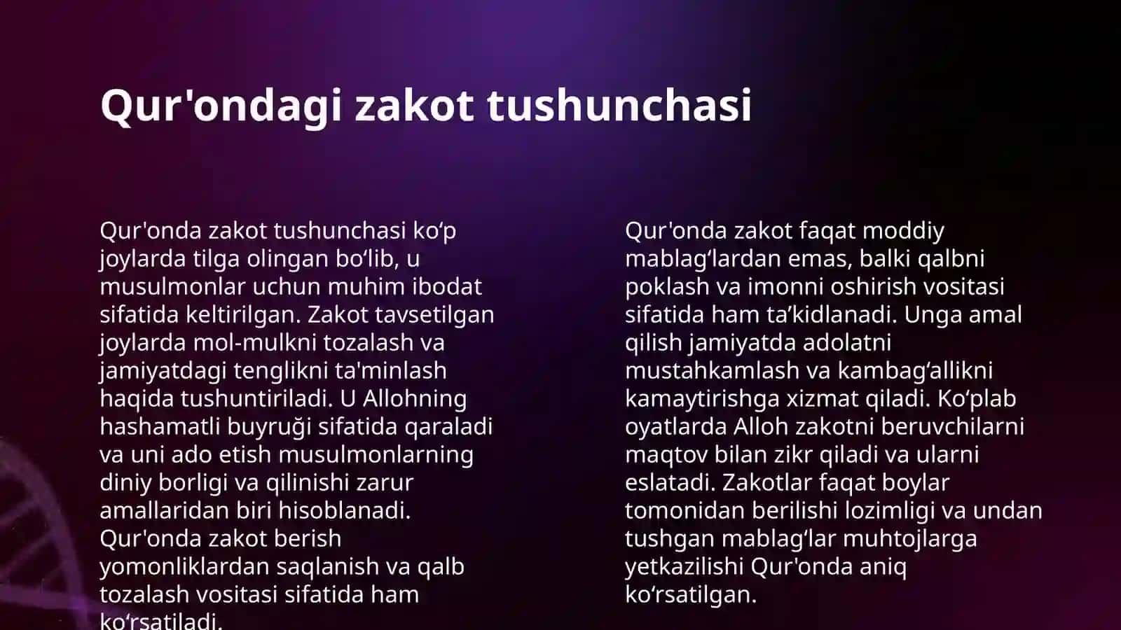 ZAKOT TUSHUNCHASI ZAKOTNING LUGʻAVIY MAʼNOSI IQTISODIY VA NATIJAVIY AHAMIYATI 4