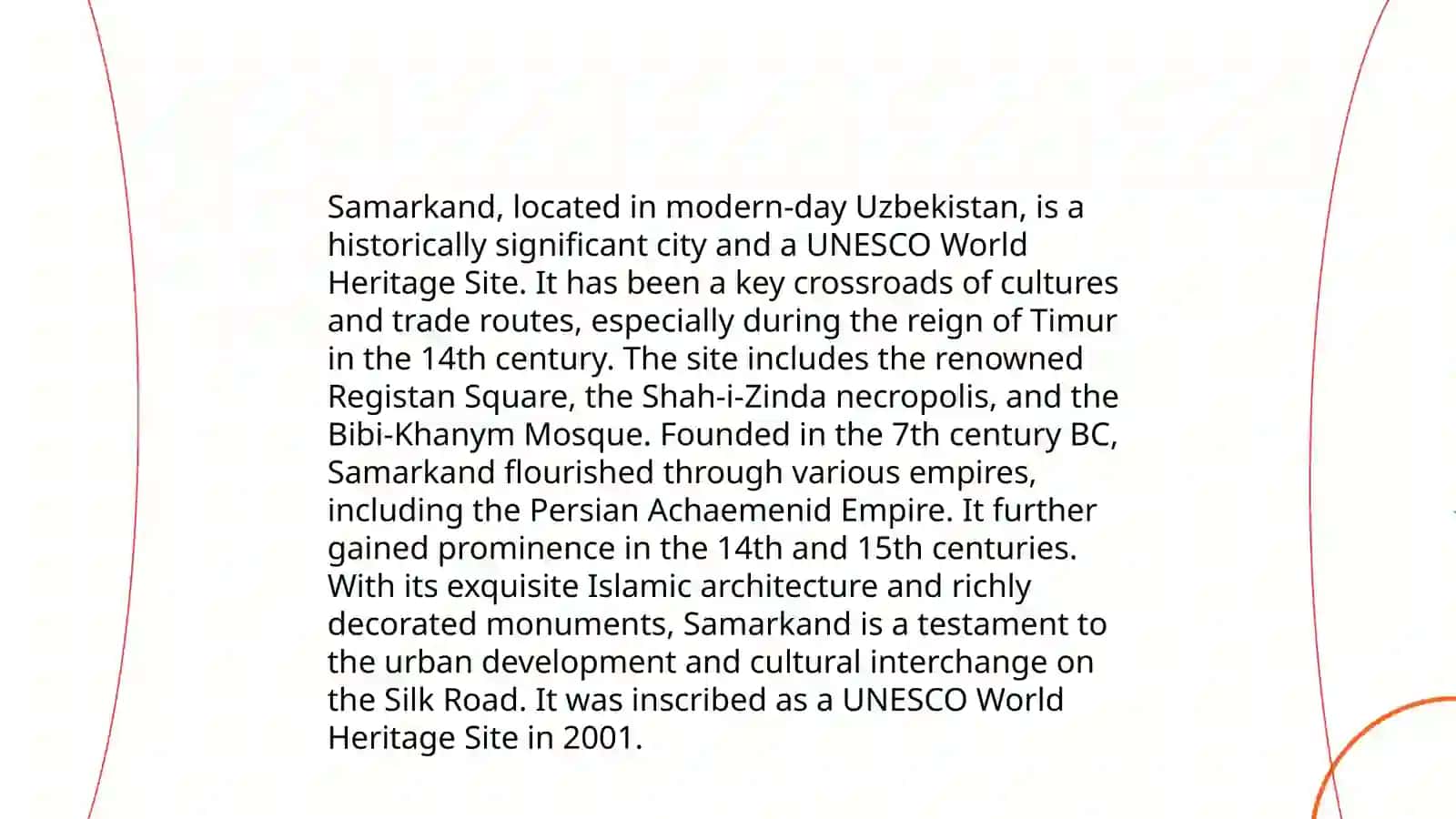 Uzbekistan and the world: Historical heritage. World heritage. Cultural heritage and tourism in Uzbekistan 4