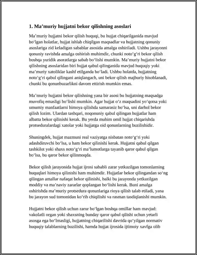 MA’MURIY HUJJATNING AMAL QILISHNI TUGATISH, UNI BEKOR QILISH, O’ZGARTIRISH YOKI HAQIQIY EMAS DEB TOPPISH 4