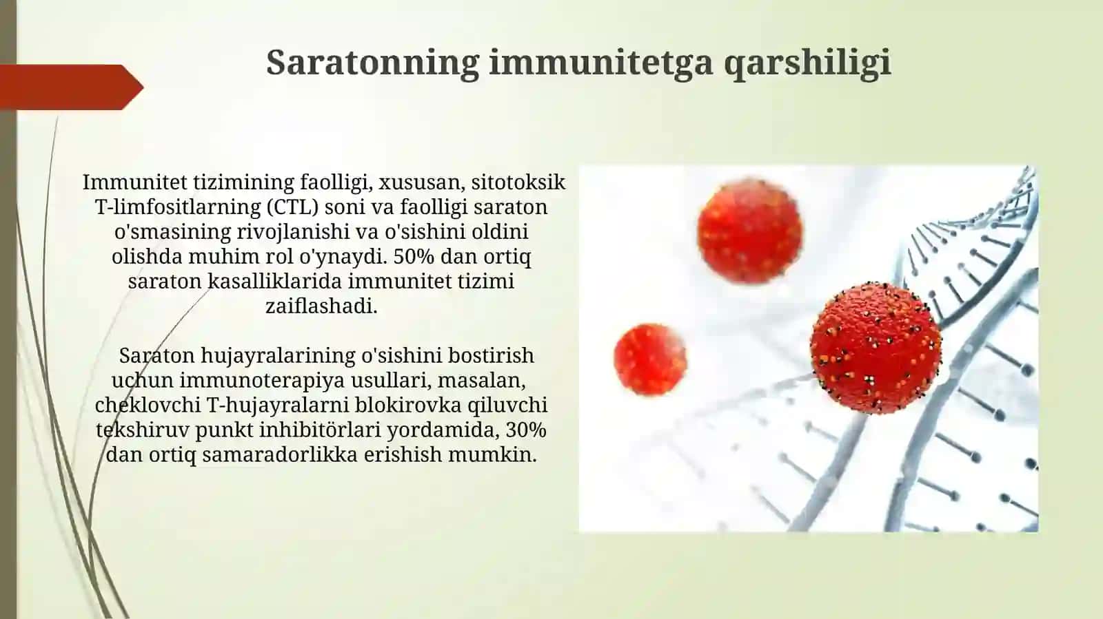 Kanserogen agentlar va ularning hujayralar bilan oʻzaro taʼsiri. Oʻsma immuniteti 4