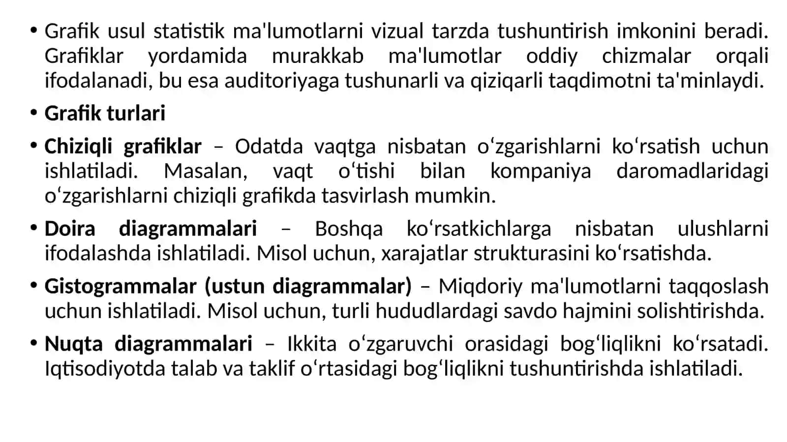 Statistik ma’lumotlarni jadval va grafiklarda tasvirlash 4