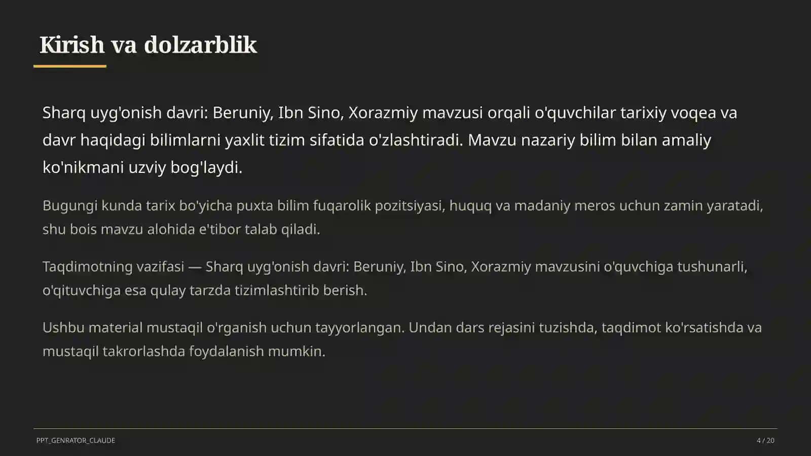 Sharq uyg'onish davri: Beruniy, Ibn Sino, Xorazmiy (7-sinf) 4