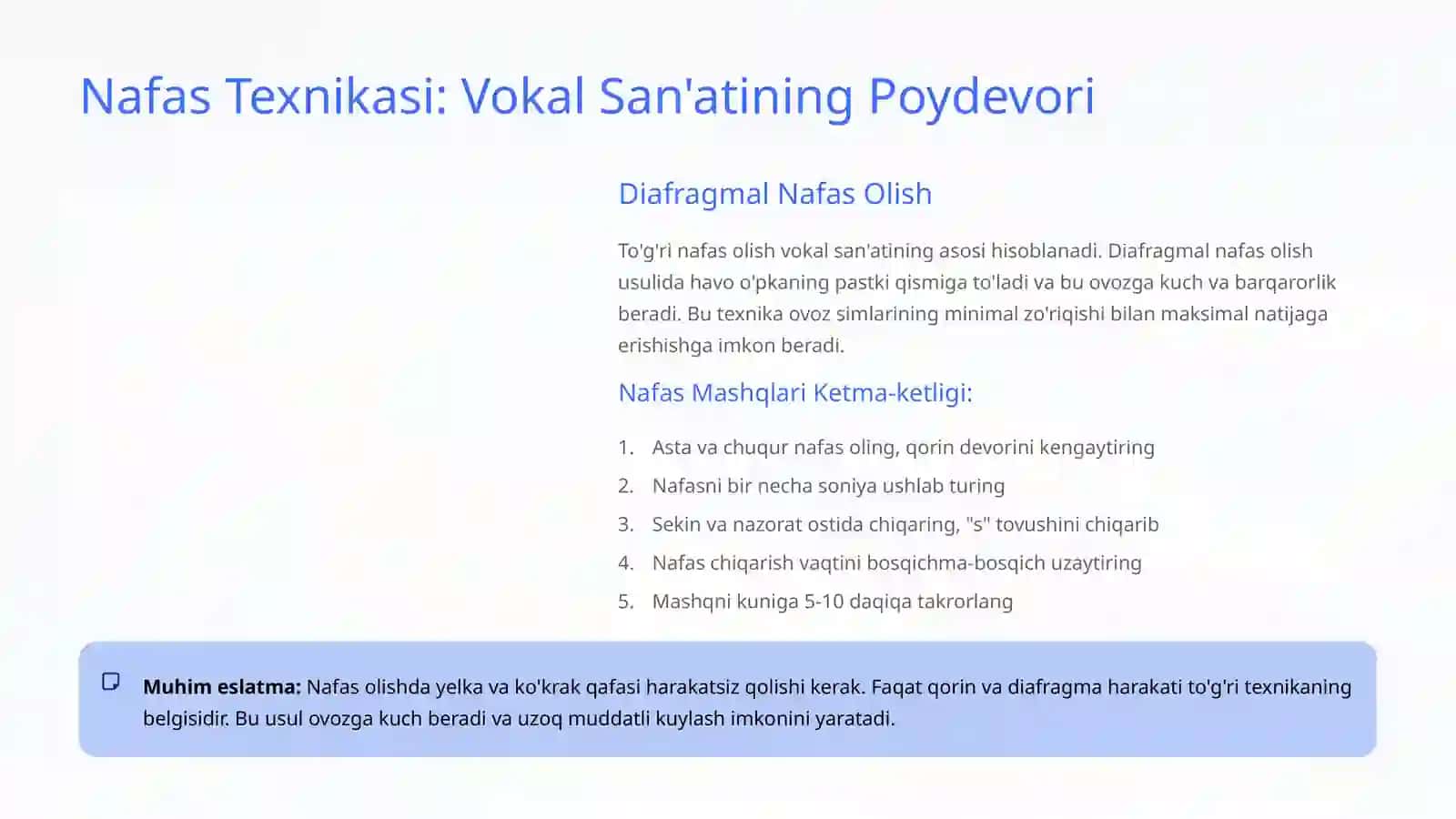 Vokal-xor faoliyati. Ovoz rivojlantirsh xususiyatlari 4