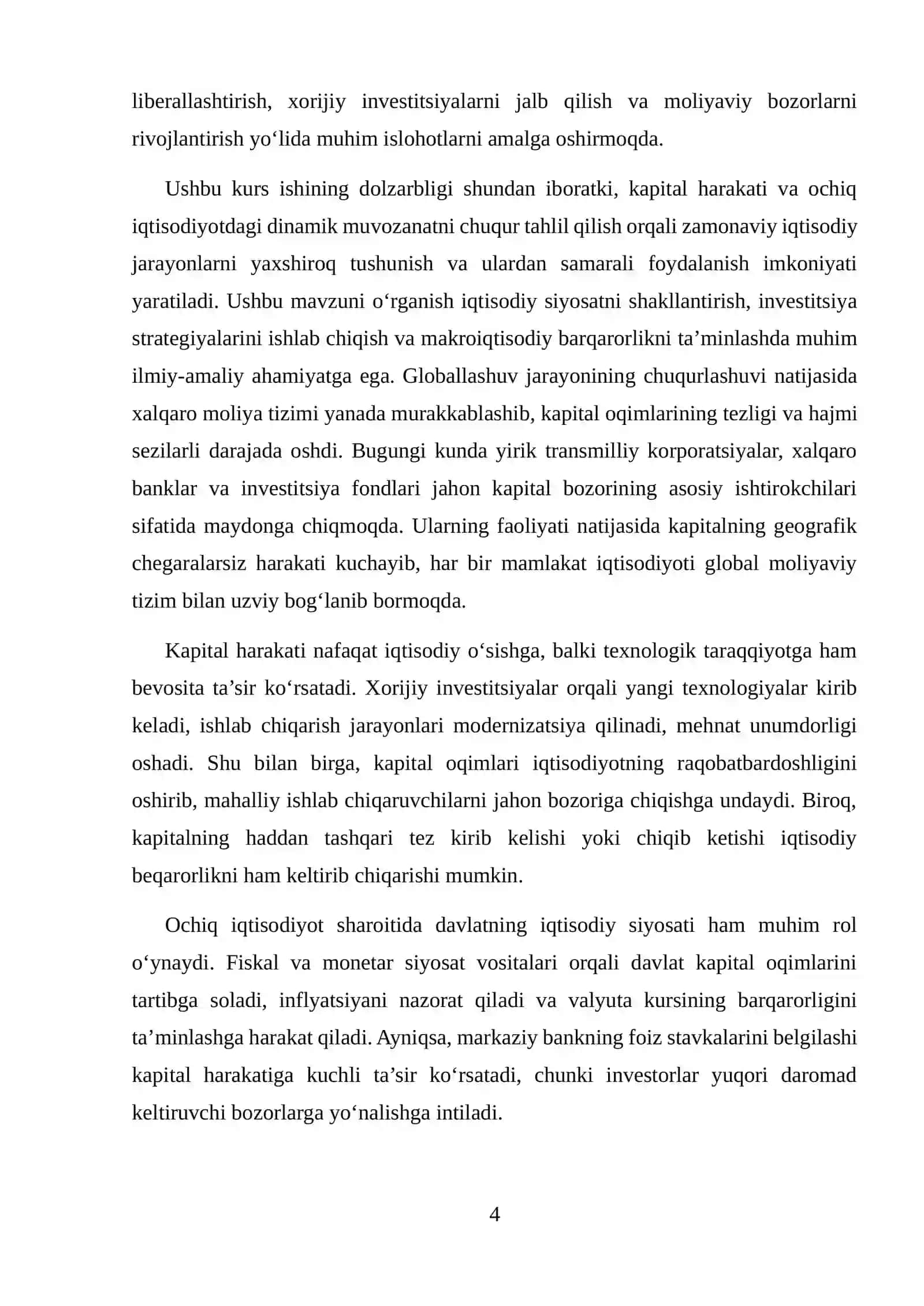 KAPITALNING HARAKATI VA OCHIQ IQTISODIYOTDA DINAMIK MUVOZANAT 4