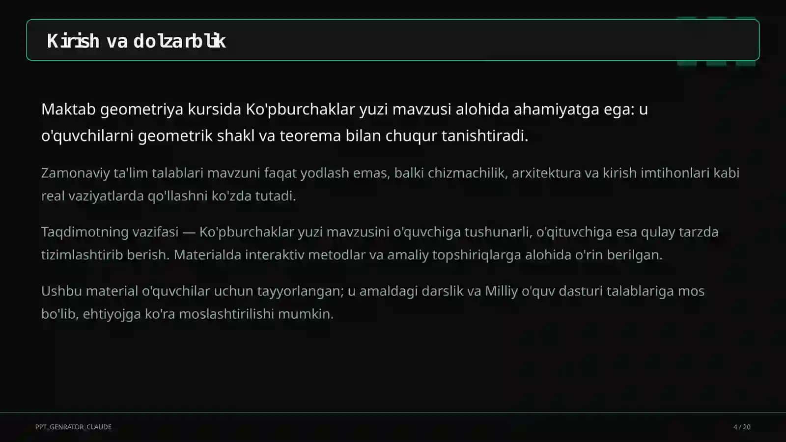 Ko'pburchaklar yuzi (8-sinf) 4