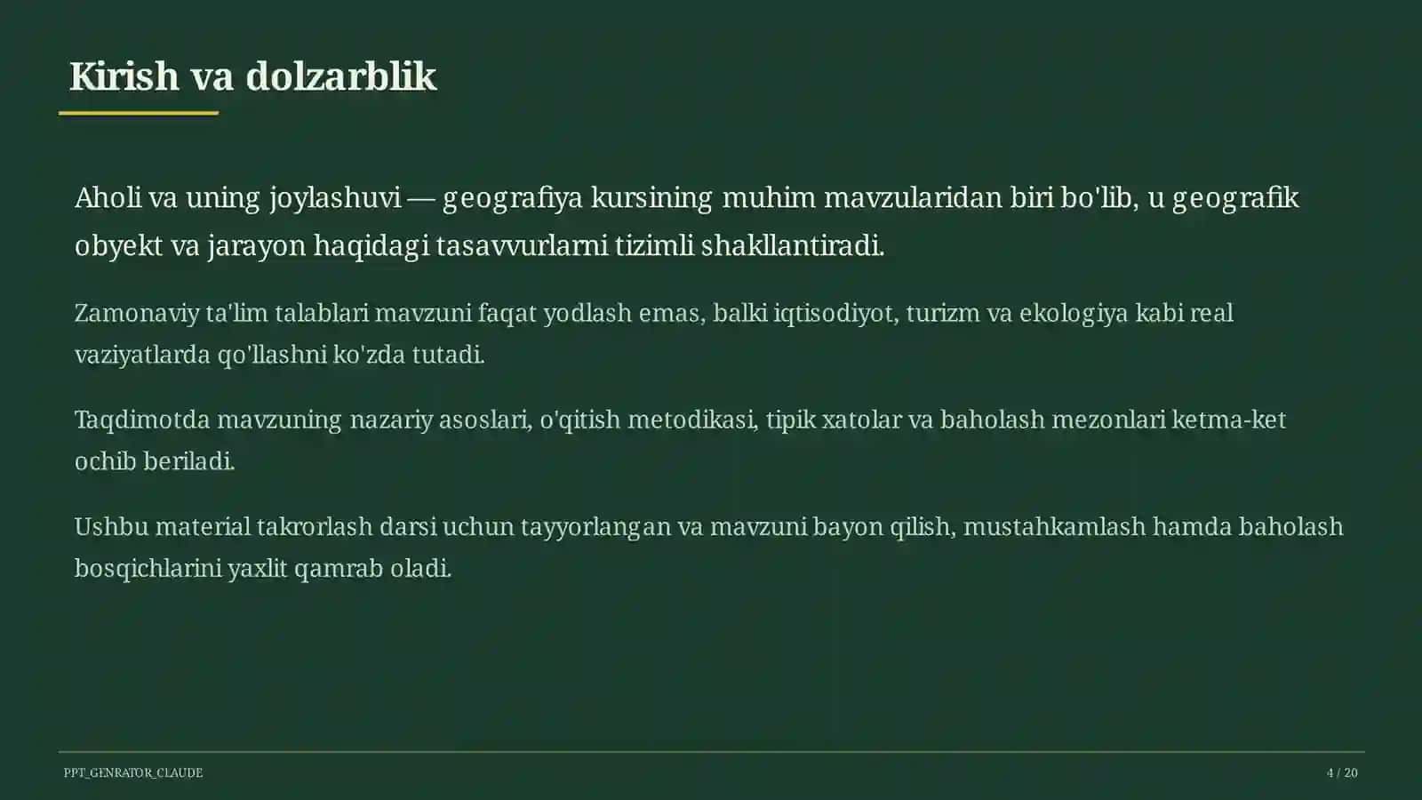 Geografiya (5–11) — takrorlash darsi uchun 4