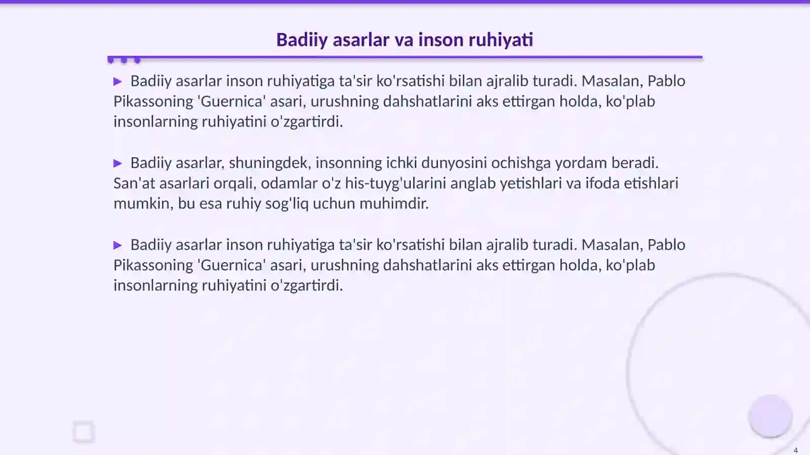 Dunyoni estetik idrok etishda badiiy asarlarning ahamiyati 4