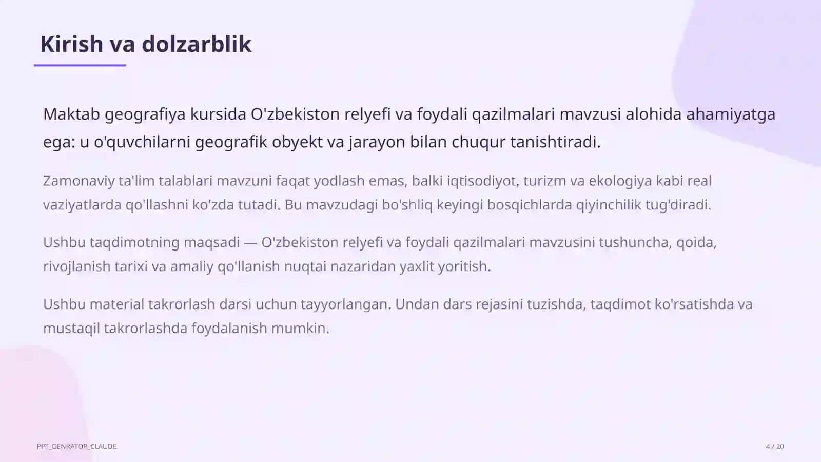 O'zbekiston relyefi va foydali qazilmalari (8-sinf) 4
