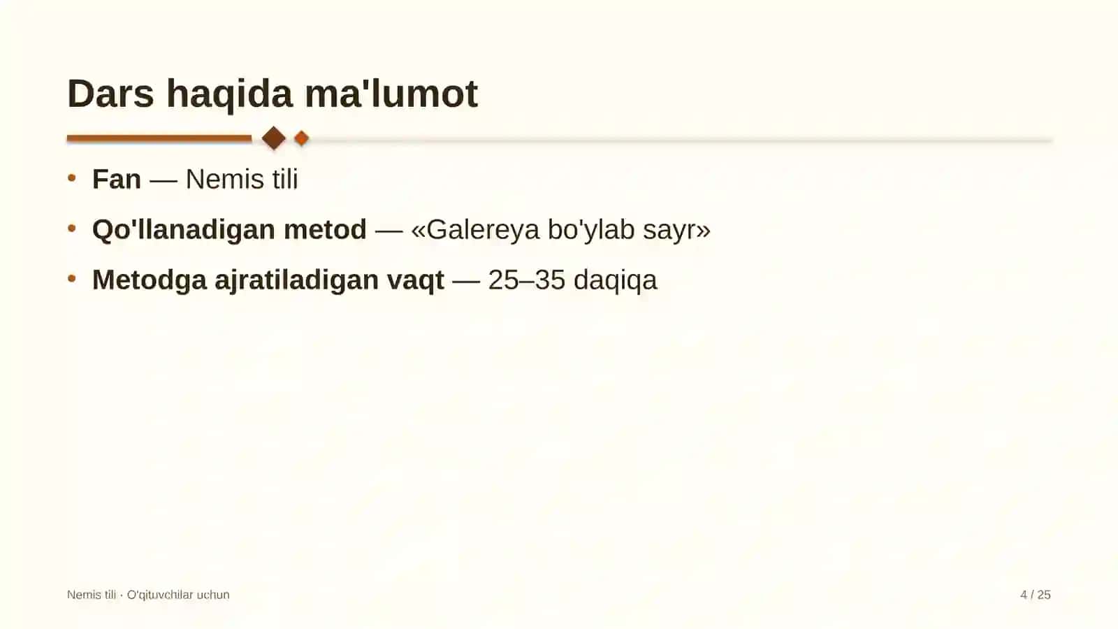 nemis tili darslarida galereya bo'ylab sayr metodidan foydalanish 2224 4