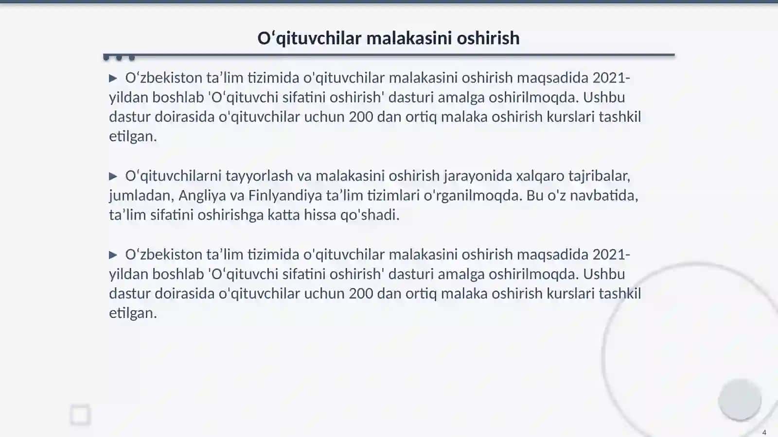 Oʻzbekiston Respublikasida taʼlim sohasidagi islohotlar 4