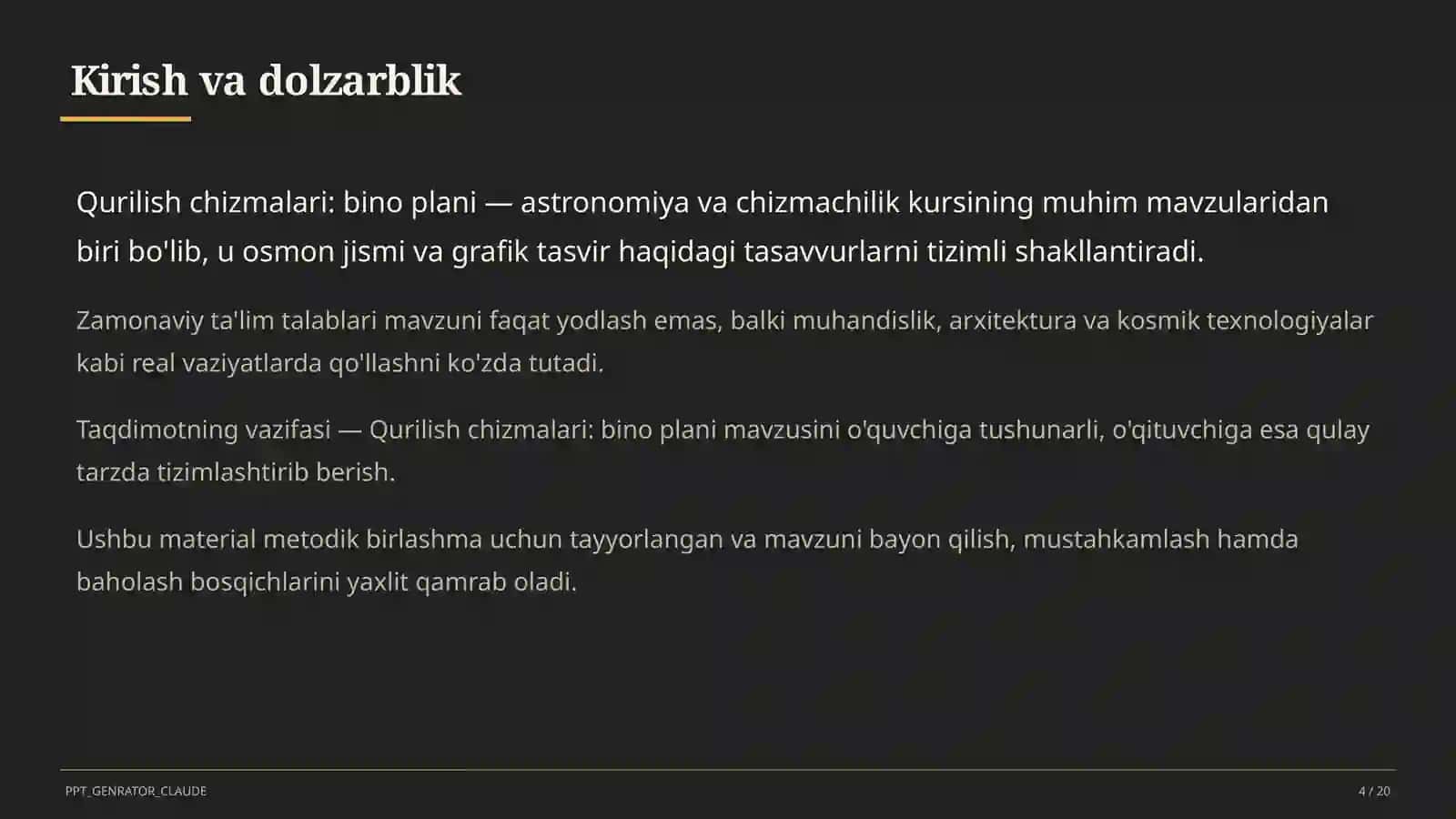 Qurilish chizmalari: bino plani (9-sinf) 4