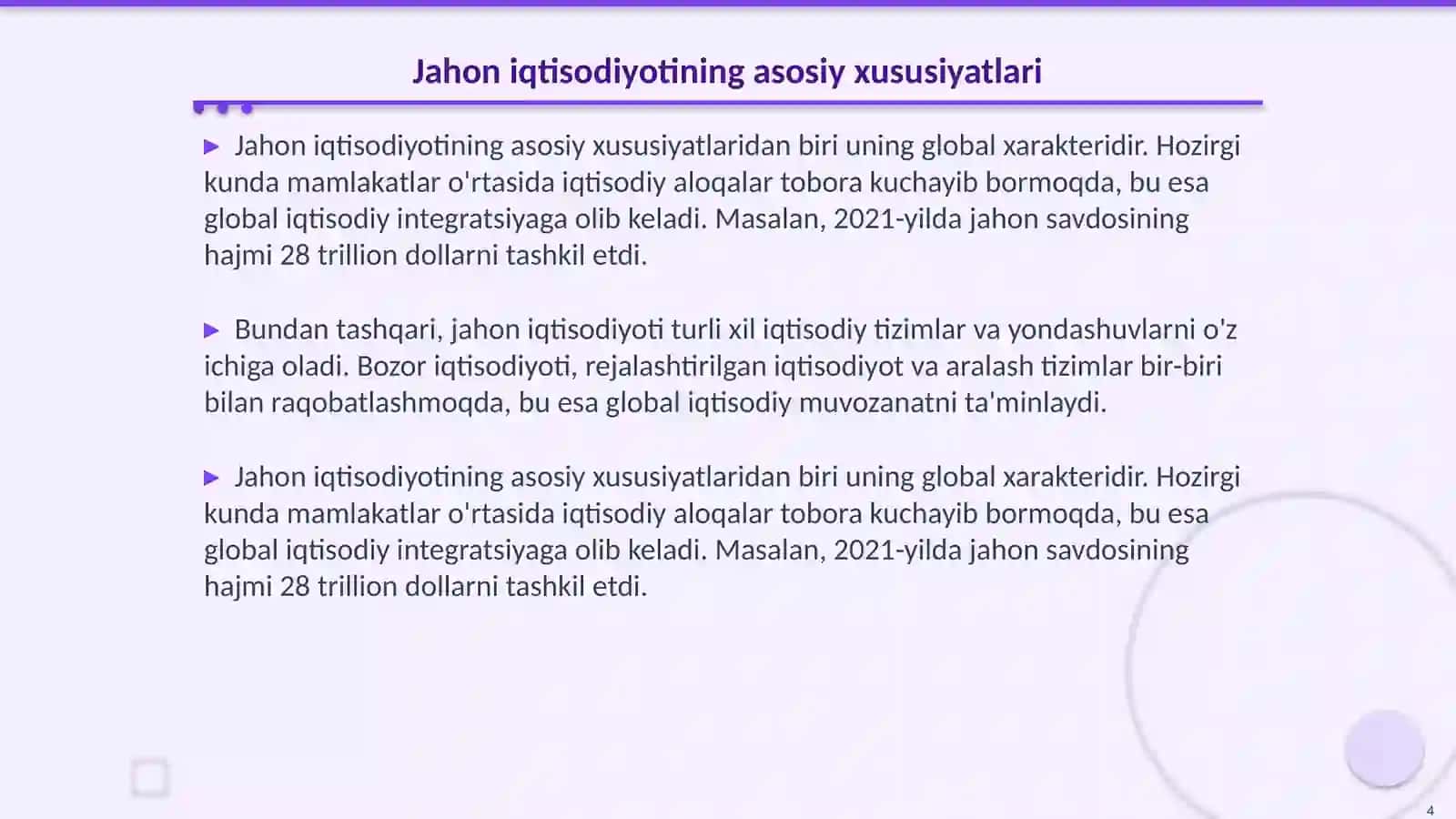 Jahon iqtisodiyoti tizim sifatida 4