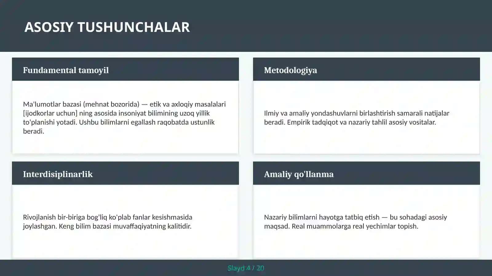 Ma'lumotlar bazasi (mehnat bozorida) — etik va axloqiy masalalari [ijodkorlar uchun] 4