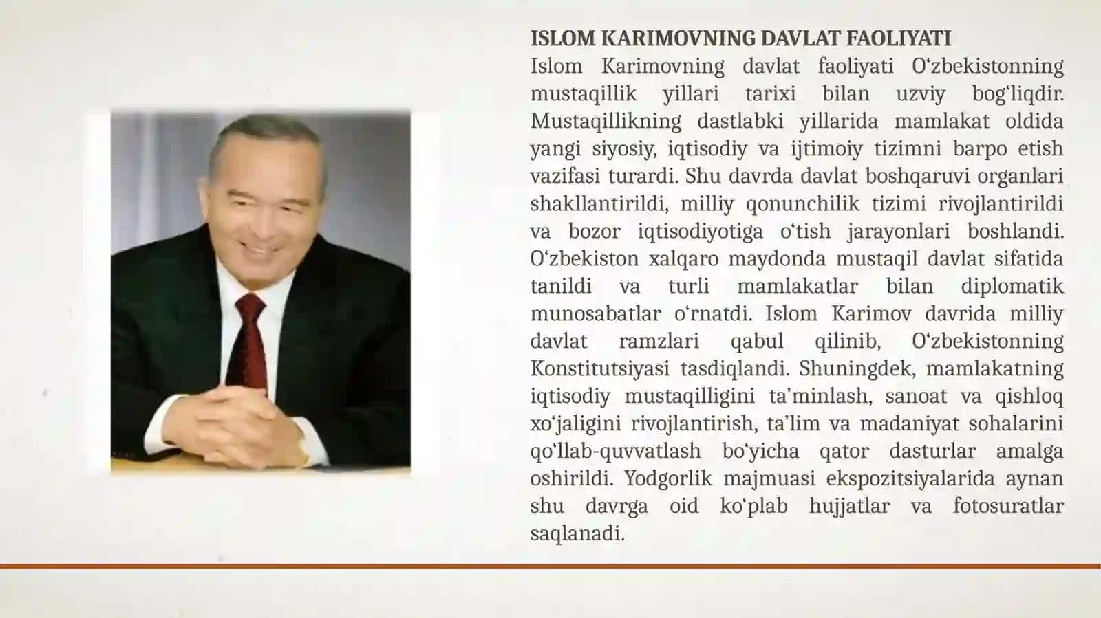Islom Abdug‘aniyevich Karimovning o‘dgorlik muzeyi 4