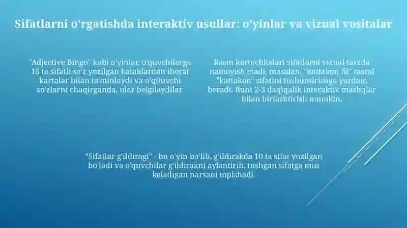 Sifatlarni o'rgatishda kreativ yondashuvlar 4