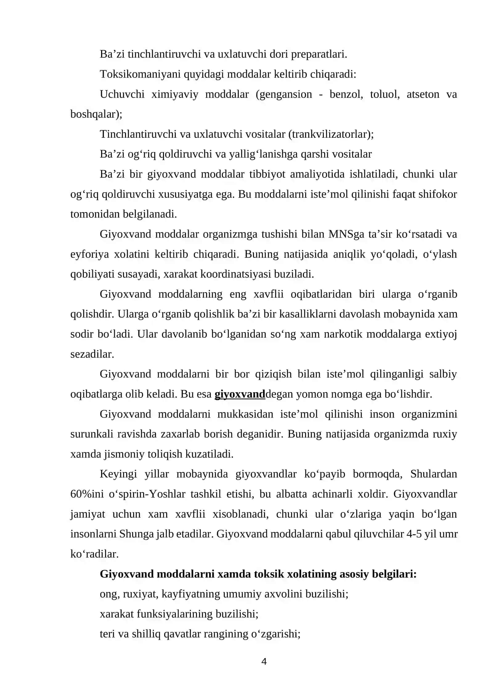 Alkogol, Tamaki va Zaharli Moddalar ORGANIZMGA Ta'siri (SEMINAR) 4