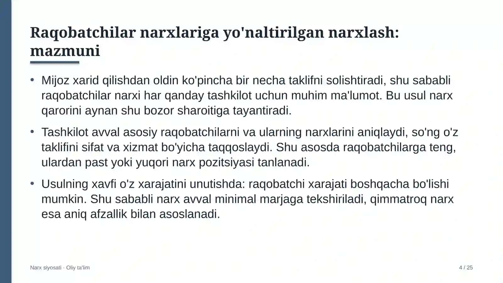 avtomaktablarda raqobatchilar narxlariga yo'naltirilgan narxlash 5937 4