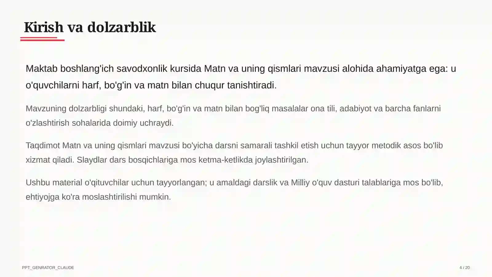 Matn va uning qismlari (3-sinf) 4