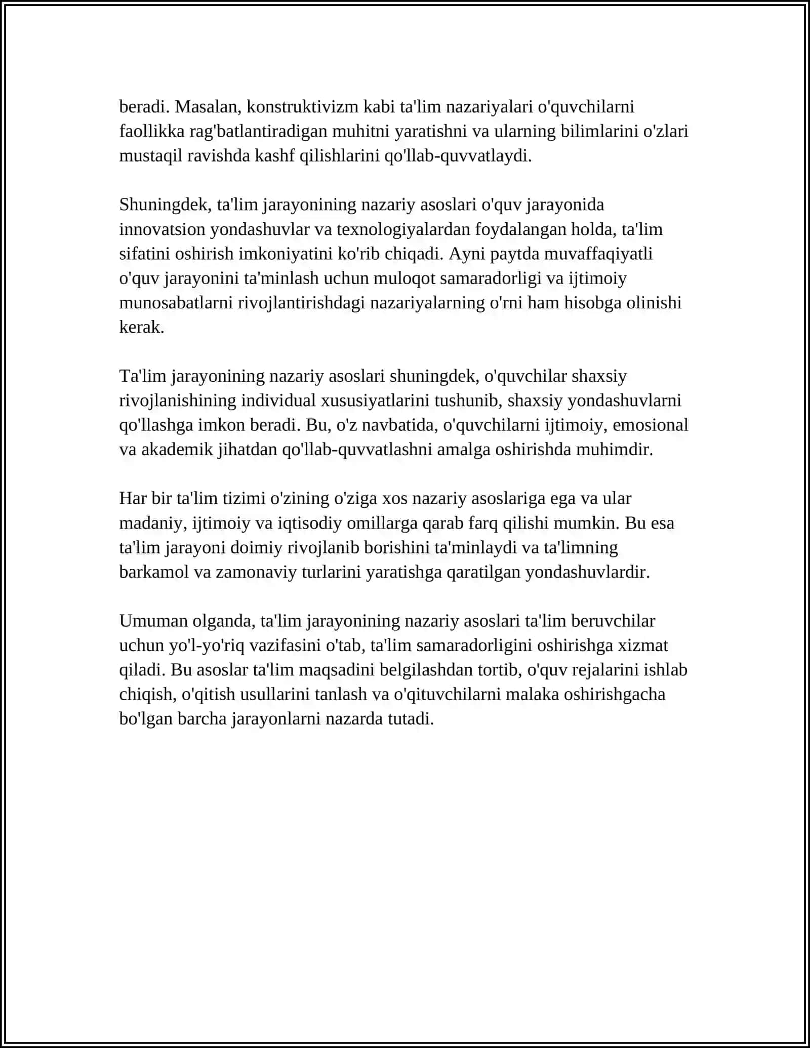 DIDAKTIKA-PEDAGOGIK TA'LIM NAZARIYASI. TA'LIM JARAYONI YAXLIT TIZIM SIFATIDA 4